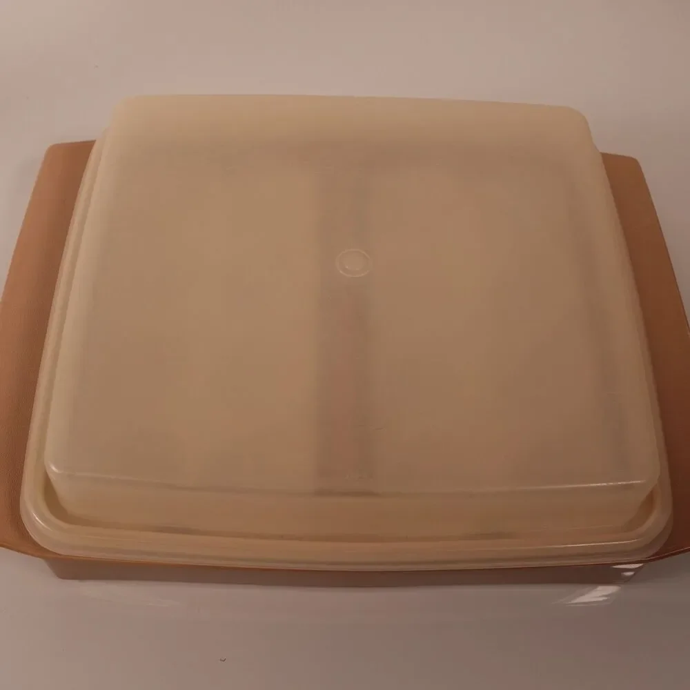 Vintage Tupperware Deviled Egg Keeper Carrier Tray Container Almond 723-2 w/ Lid